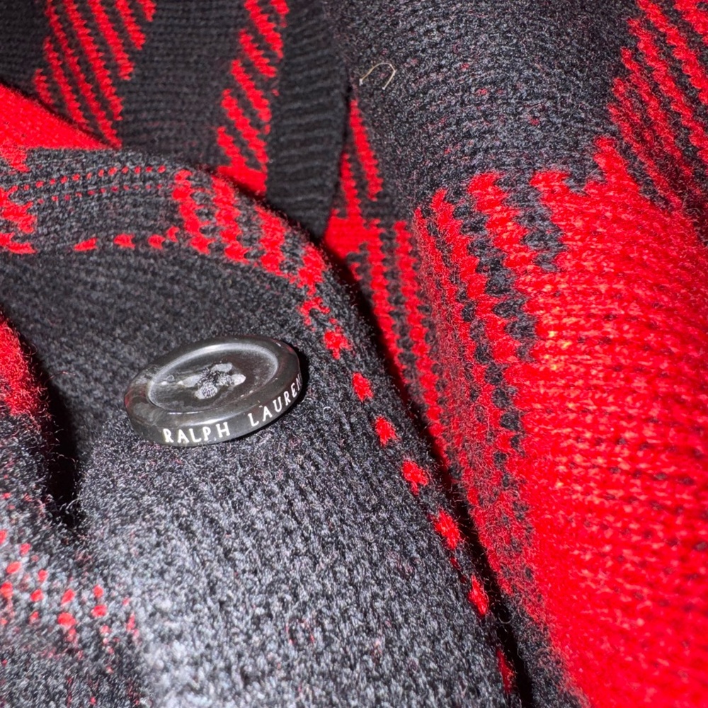 NWT Polo Ralph Lauren Women Red and Black Checkered Sweater Blazer Size XL - Picture 5 of 7